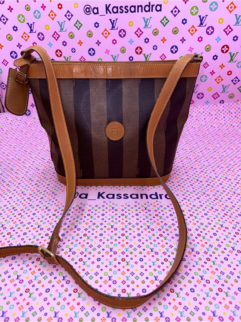 Fendi Vintage Pequin Stripe Shoulder/Crossbody  Bag